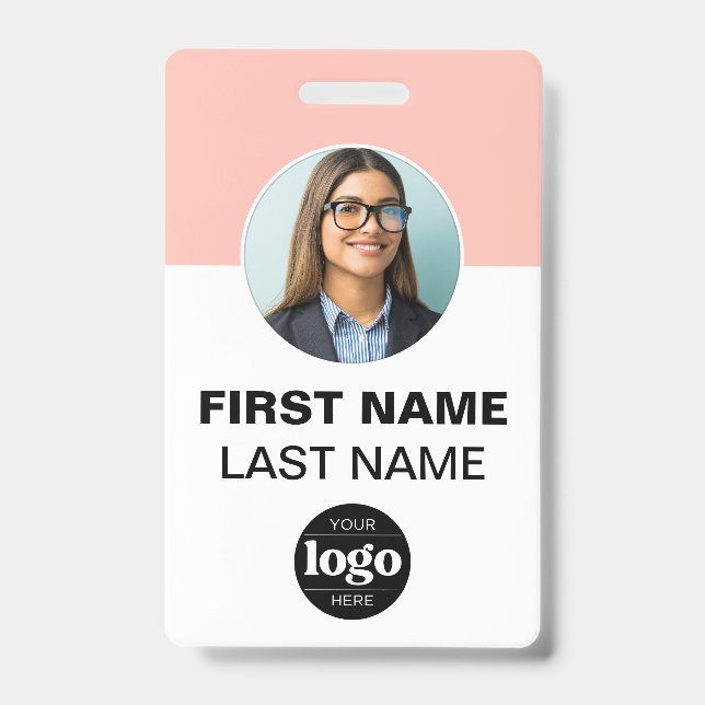 Custom Employee Photo | Name, Logo, Bar Code  Badge (Front)