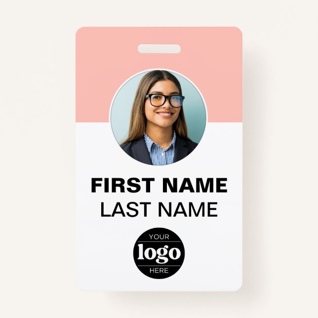 Custom Employee Photo | Name, Logo, Bar Code  Badge (Front)