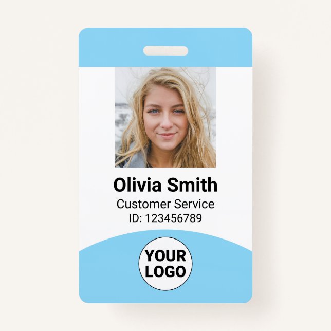 Custom Employee Photo Name Role ID Logo Barcode Badge (Front)