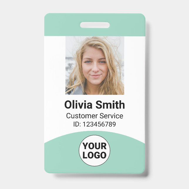 Custom Employee Photo Name Role ID Logo Barcode Badge (Front)