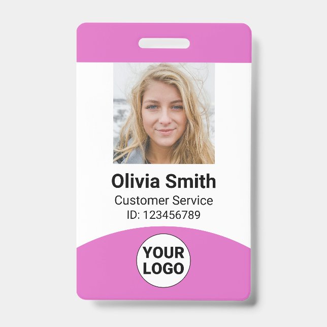 Custom Employee Photo Name Role ID Logo Barcode Badge (Front)