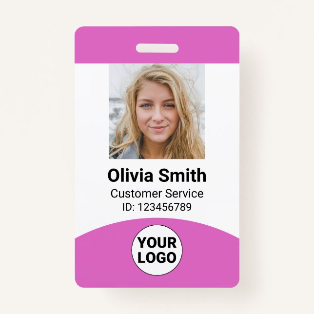 Custom Employee Photo Name Role ID Logo Barcode Badge (Front)