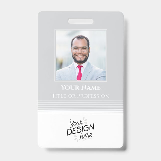 Custom Employee, Photo, Name, Title, Logo, Barcode Badge (Front)