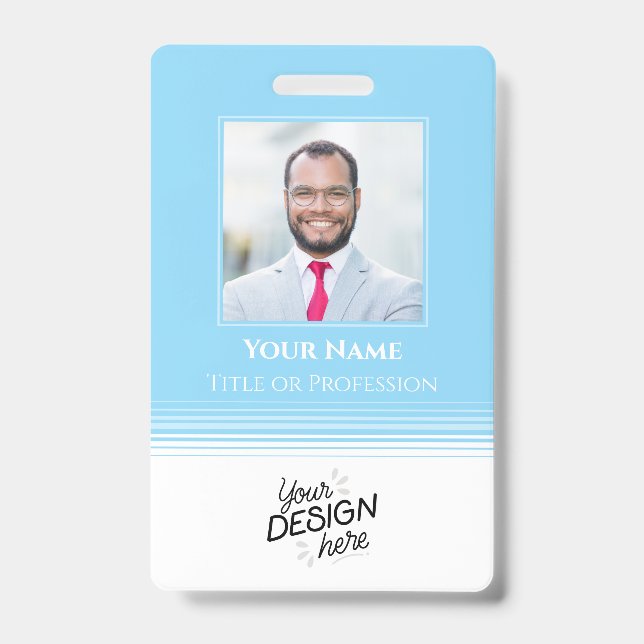 Custom Employee, Photo, Name, Title, Logo, Barcode Badge (Front)