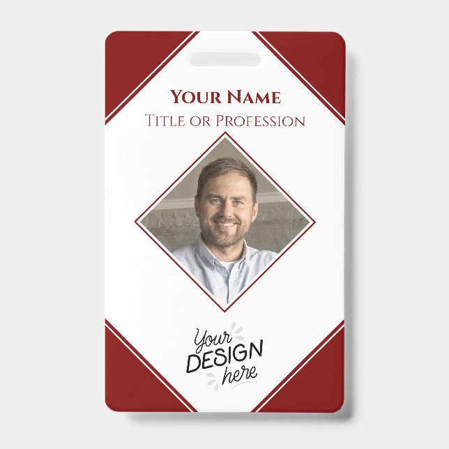 Custom Employee, Photo, Name, Title, Logo, Barcode Badge (Front)