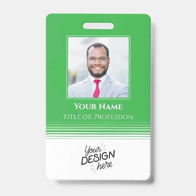Custom Employee, Photo, Name, Title, Logo, Barcode Badge (Front)