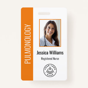 Custom Employee Photo Orange White Medical ID Badge
