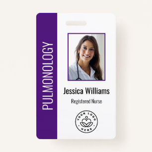 Custom Employee Photo Purple White Medical ID Badge