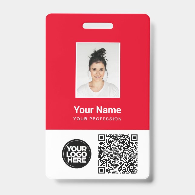 Custom Employee Photo, Qr and Bar Code, Logo, Name Badge (Front)