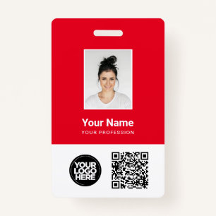 Custom Employee Photo, Qr and Bar Code, Logo, Name Badge