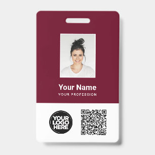Custom Employee Photo, Qr and Bar Code, Logo, Name Badge