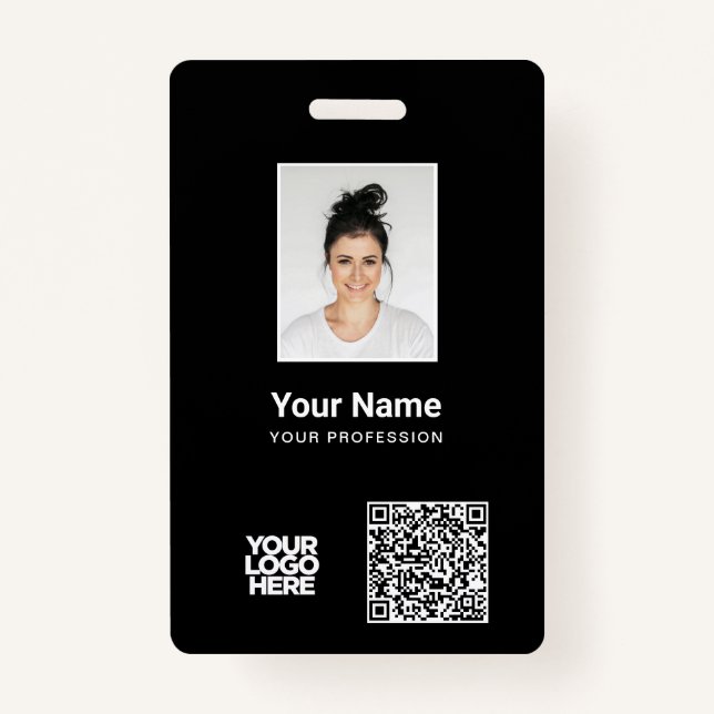 Custom Employee Photo, Qr and Bar Code, Logo, Name Badge (Front)