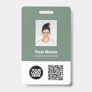 Custom Employee Photo, Qr and Bar Code, Logo, Name Badge