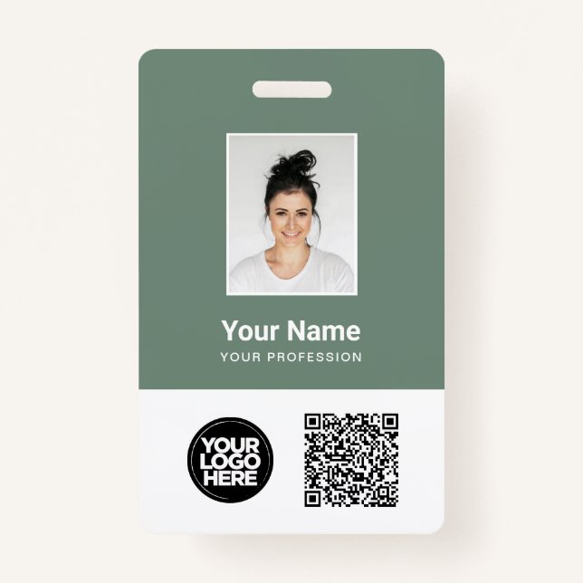 Custom Employee Photo, Qr and Bar Code, Logo, Name Badge (Front)