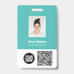 Custom Employee Photo, Qr and Bar Code, Logo, Name Badge