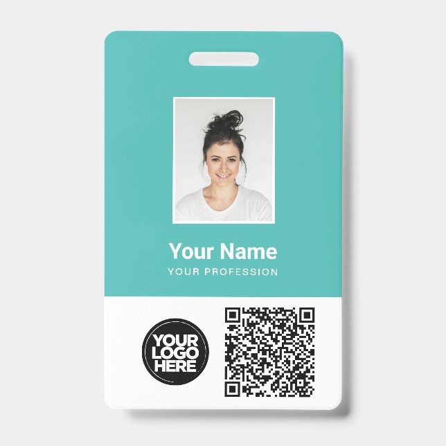 Custom Employee Photo, Qr and Bar Code, Logo, Name Badge (Front)