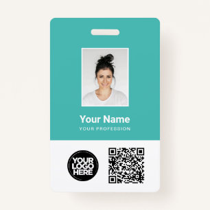 Custom Employee Photo, Qr and Bar Code, Logo, Name Badge