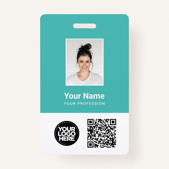 Custom Employee Photo, Qr and Bar Code, Logo, Name Badge (Front)