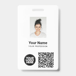 Custom Employee Photo, Qr and Bar Code, Logo, Name Badge