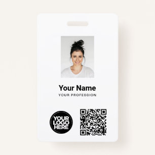 Custom Employee Photo, Qr and Bar Code, Logo, Name Badge