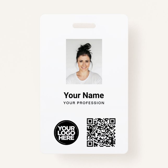 Custom Employee Photo, Qr and Bar Code, Logo, Name Badge (Front)