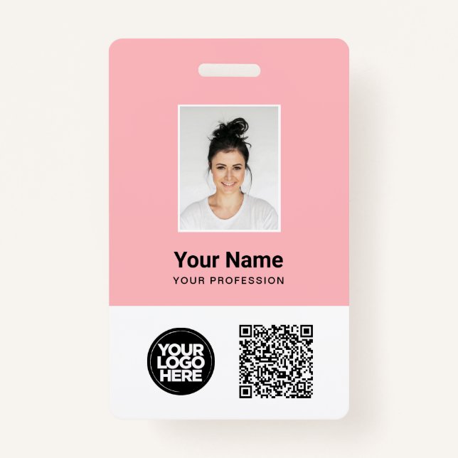 Custom Employee Photo, Qr and Bar Code, Logo, Name Badge (Front)