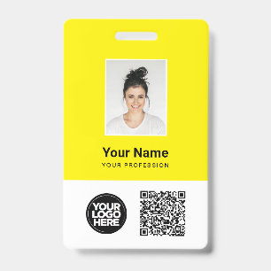 Custom Employee Photo, Qr and Bar Code, Logo, Name Badge