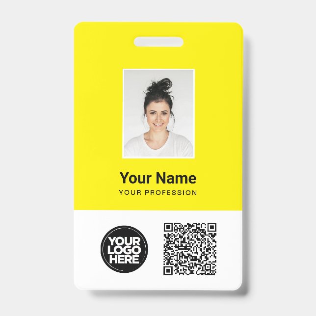 Custom Employee Photo, Qr and Bar Code, Logo, Name Badge (Front)