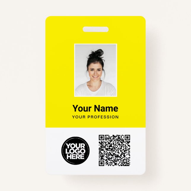 Custom Employee Photo, Qr and Bar Code, Logo, Name Badge (Front)