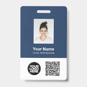 Custom Employee Photo, Qr and Bar Code, Logo, Name Badge