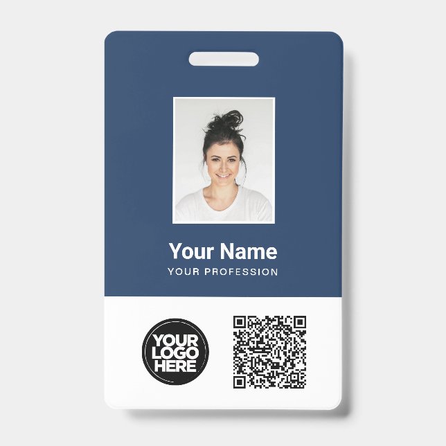 Custom Employee Photo, Qr and Bar Code, Logo, Name Badge (Front)