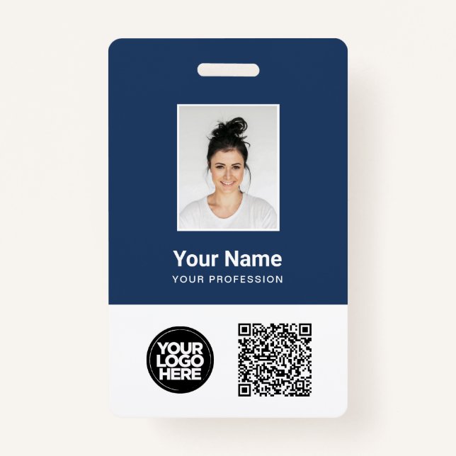 Custom Employee Photo, Qr and Bar Code, Logo, Name Badge (Front)