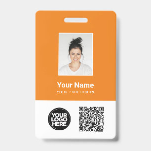 Custom Employee Photo, Qr and Bar Code, Logo, Name Badge