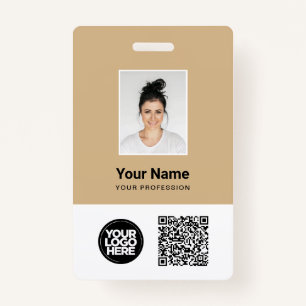 Custom Employee Photo, Qr and Bar Code, Logo, Name Badge
