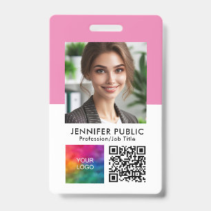 Custom Employee Photo QR Code Logo Name And Title Badge