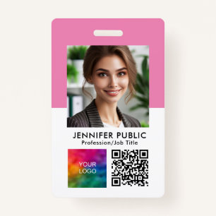Custom Employee Photo QR Code Logo Name And Title Badge