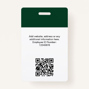 Custom Employee Photo, Qr Code, Logo, Name Badge