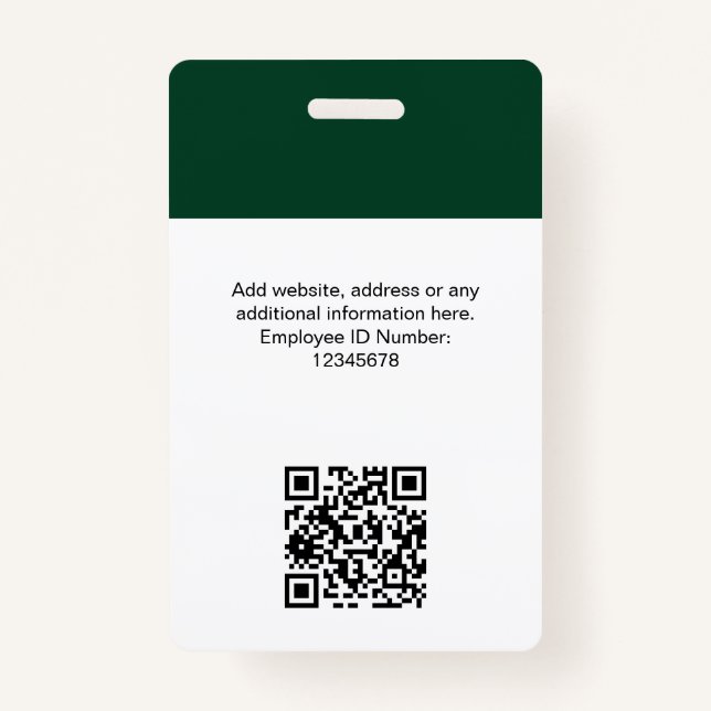 Custom Employee Photo, Qr Code, Logo, Name Badge (Back)