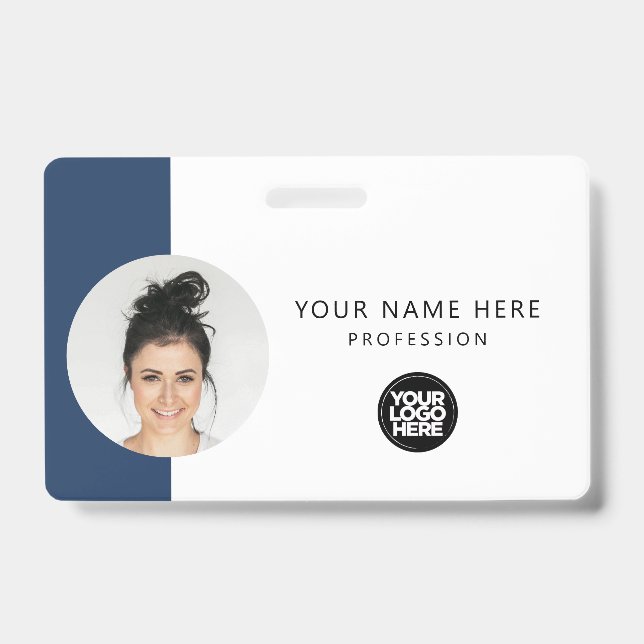 Custom Employee Photo, QR Code, Logo, Name Badge (Front)