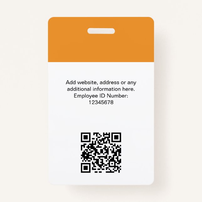 Custom Employee Photo, Qr Code, Logo, Name Badge (Back)