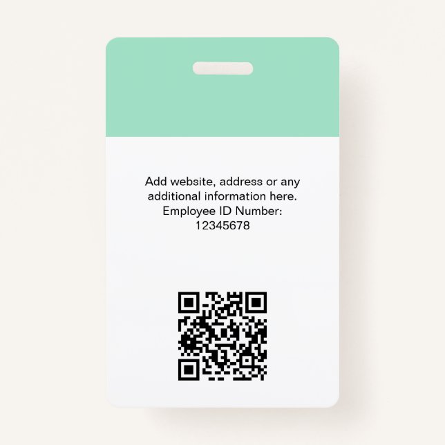 Custom Employee Photo, Qr Code, Logo, Name Badge (Back)