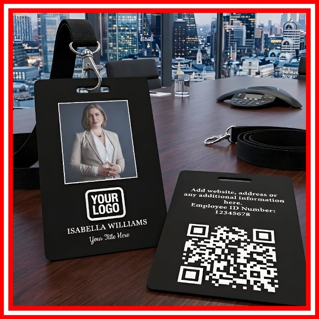 Custom Employee Photo, QR Code, Logo, Name Badge (Créateur téléchargé)