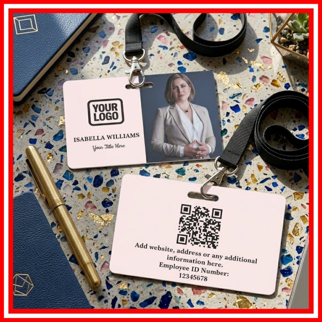 Custom Employee Photo, QR Code, Logo, Name Badge (Créateur téléchargé)
