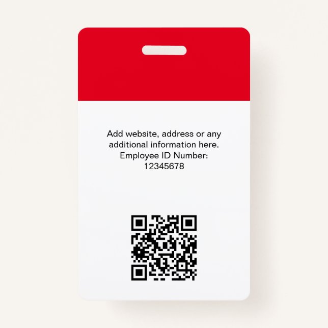 Custom Employee Photo, Qr Code, Logo, Name Badge (Back)