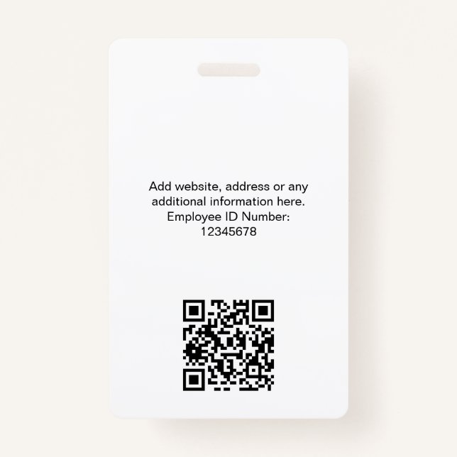 Custom Employee Photo, Qr Code, Logo, Name Badge (Back)