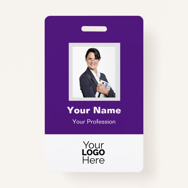 Custom Employee Photo, QR Code, Logo, Name Badge (Front)