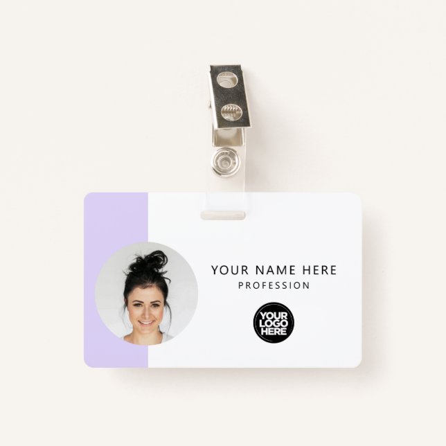 Custom Employee Photo, QR Code, Logo, Name Badge (Front with Clip)