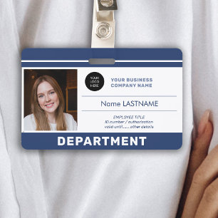 Custom employee photo QR code logo name ID Badge