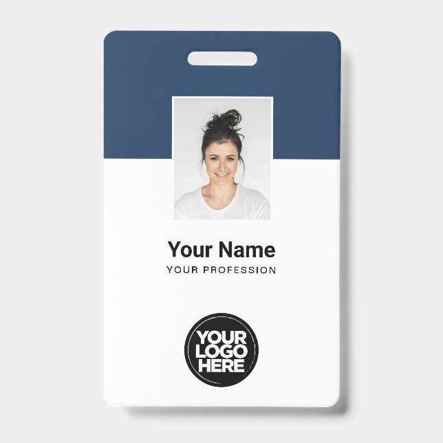 Custom Employee Photo, Qr Code, Logo, Name Simple Badge (Front)