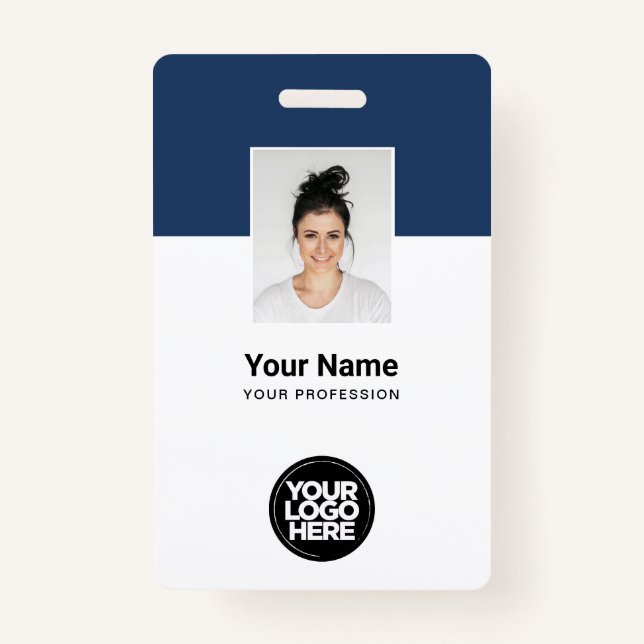 Custom Employee Photo, Qr Code, Logo, Name Simple Badge (Front)
